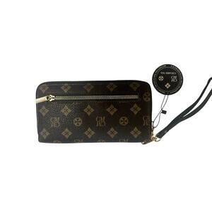 Charisma Via Monogrammed Brown Wallet Wristlet with Gold Hardware